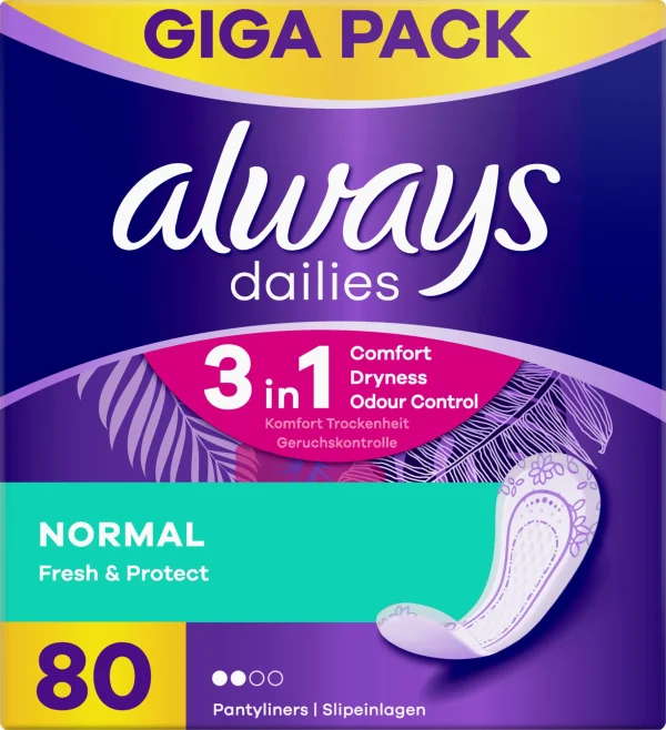 ALWAYS Dailies Fresh & Protect Normal, tisztasági betét - 80 db