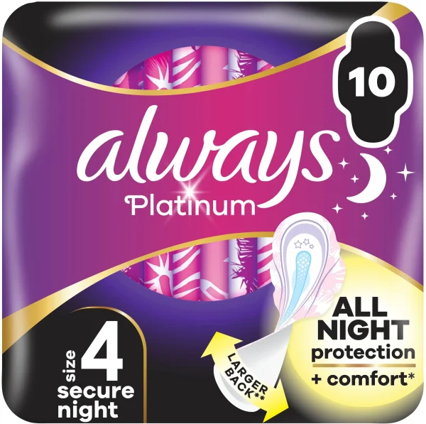 ALWAYS Platinum Secure Night, egészségügyi betét - 10 db