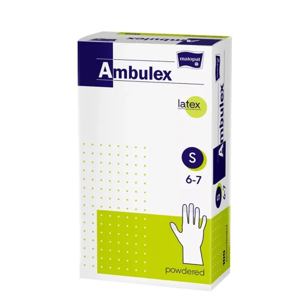 Ambulex eldobható latex fehér gumikesztyű 100db-os - S méret