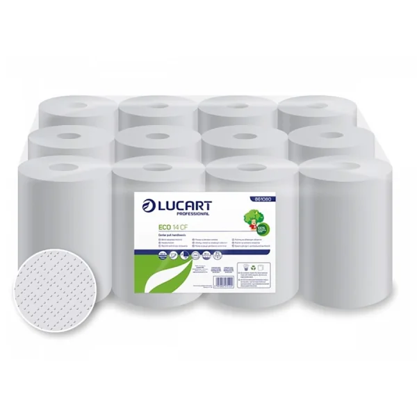 Lucart Eco 14 CF környezetbarát tekercses kéztörlő 14cm átm. - 2 rétegű, fehér 55m (Karton - 12 tek)