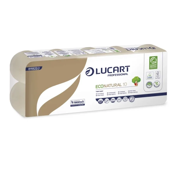 Lucart EcoNatural 10 tekercses toalettpapír, 2 rétegű, 19,8m (Karton - 12 csomag)