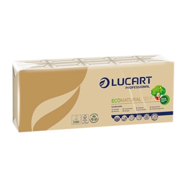 Lucart EcoNatural papírzsebkendő 4 rétegű 10x9db-os (Karton - 24 csomag)
