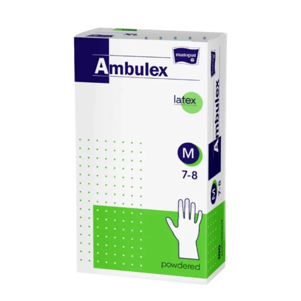 Ambulex eldobható latex fehér gumikesztyű 100db-os - M méret
